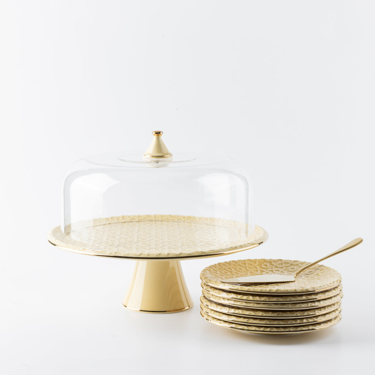 Rosette - Cake Set (9-Pc) - Ivory & Gold