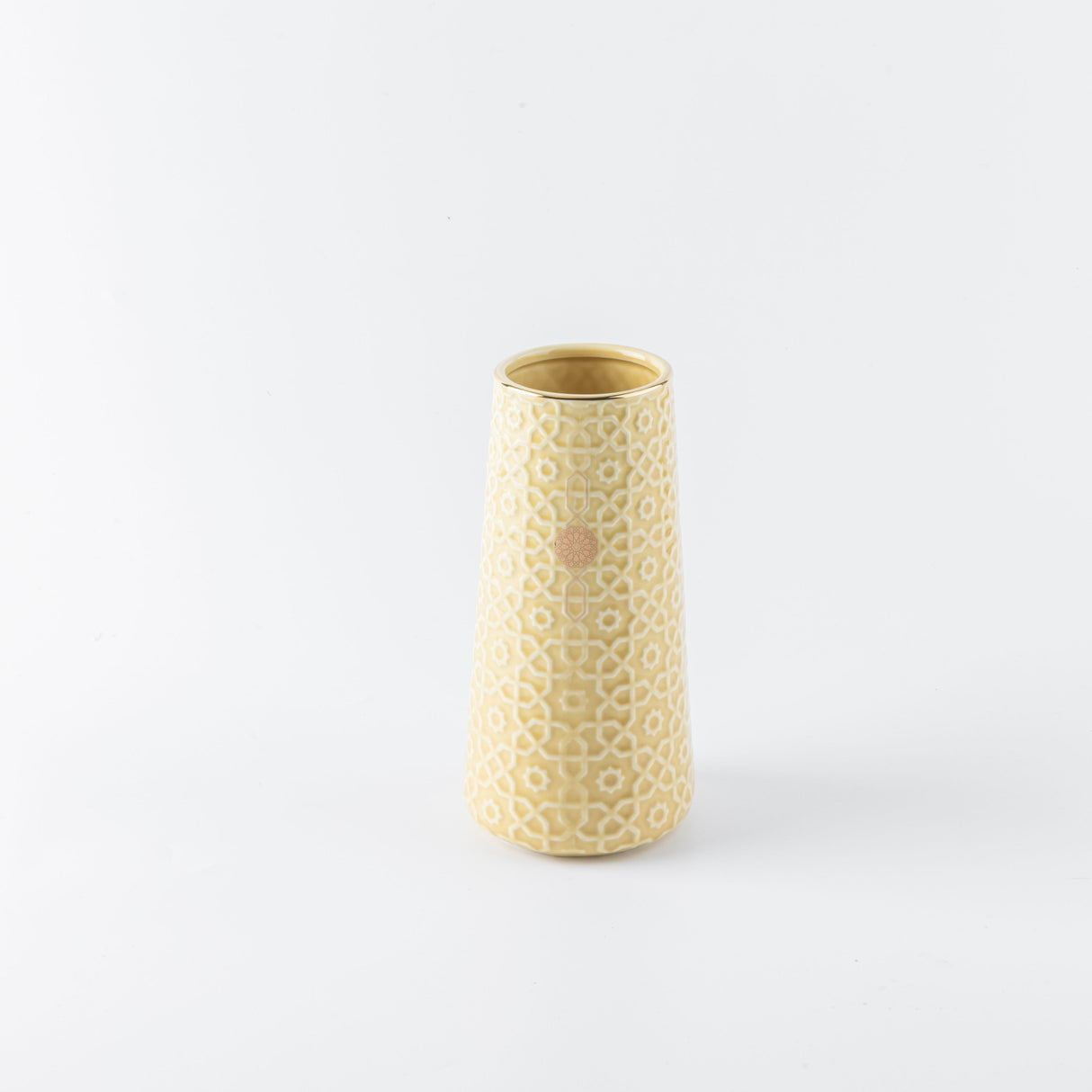 Rosette - Medium Decorative Vase - Ivory & Gold