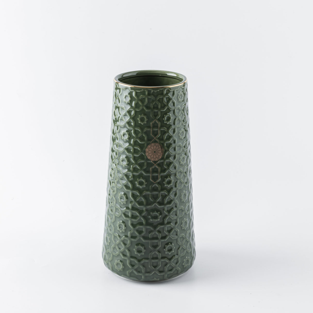 Rosette - Large Decorative Vase - Green & Gold