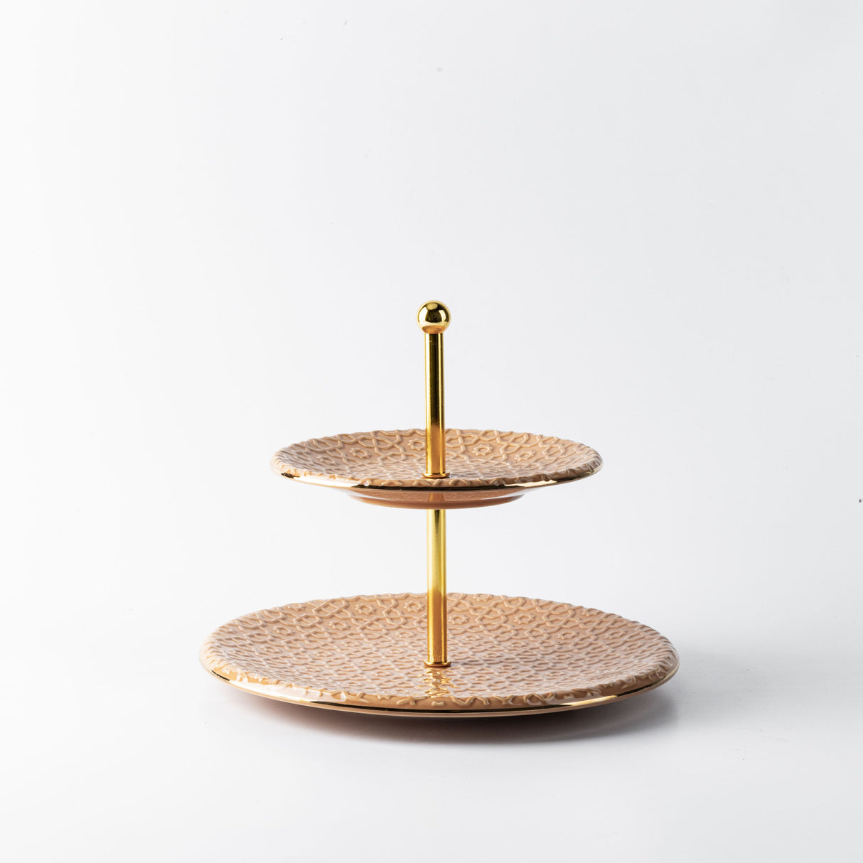 Rosette - 2- Tier Serving Platter - Orange & Gold