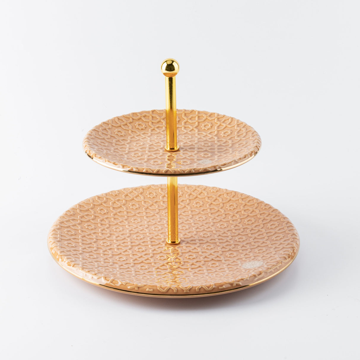 Rosette - 2- Tier Serving Platter - Orange & Gold