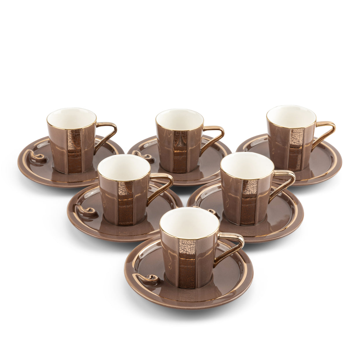The Noor Luxury Coffee Duo (Set of 2)-Brown & Gold