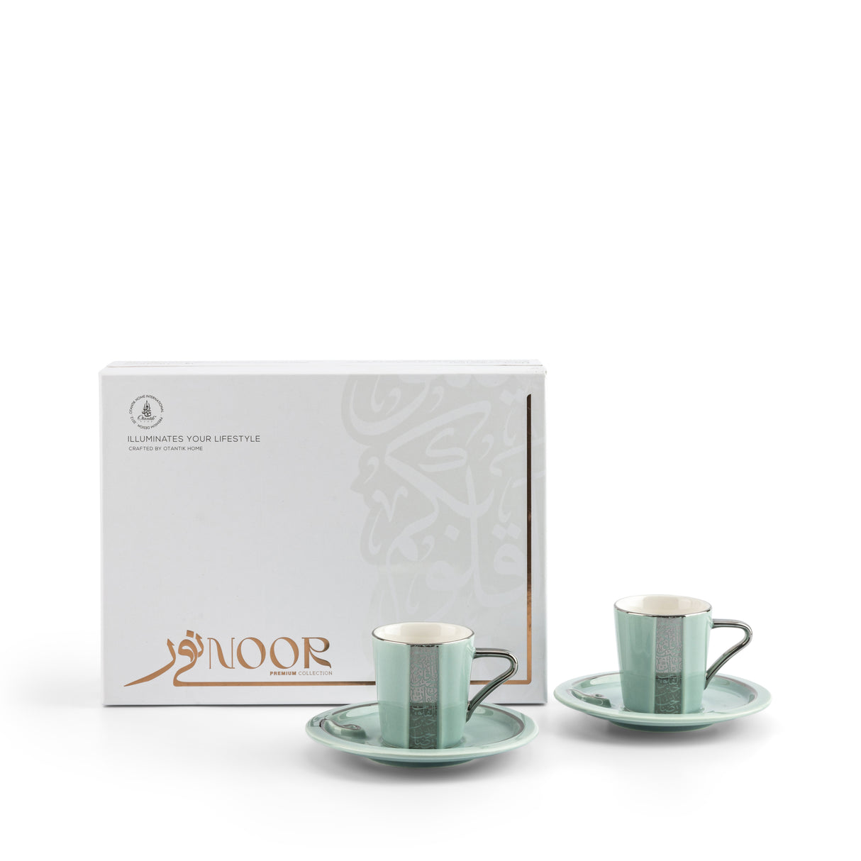 The Noor Luxury Coffee Duo (Set of 2)-Blue & Silver