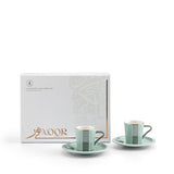 The Noor Luxury Coffee Duo (Set of 2)-Blue & Silver