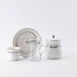 Atheer - Tea Set (19-Pc) - White & Silver