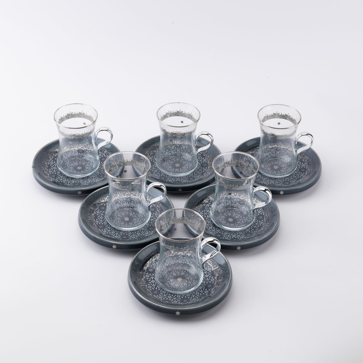 Atheer - Tea Set (12-Pc) - Dark Blue & Silver