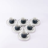 Atheer - Turkish Coffee Set (12-Pc) - Dark Blue & Silver