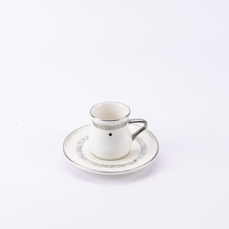 Atheer - Turkish Coffee Set (12-Pc) - White & Silver