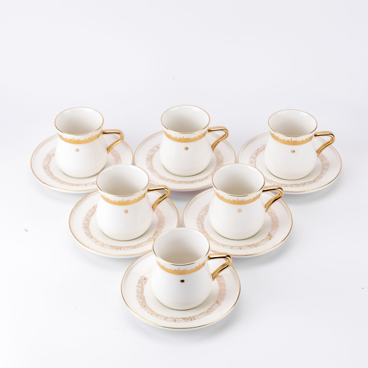 Atheer - Cappuccino Set (12-Pc) - White & Gold