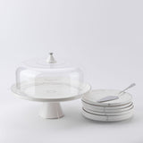 Atheer - Cake Set (9-Pc) - White & Silver