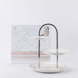 Atheer - 3 Tier Plate - White & Silver