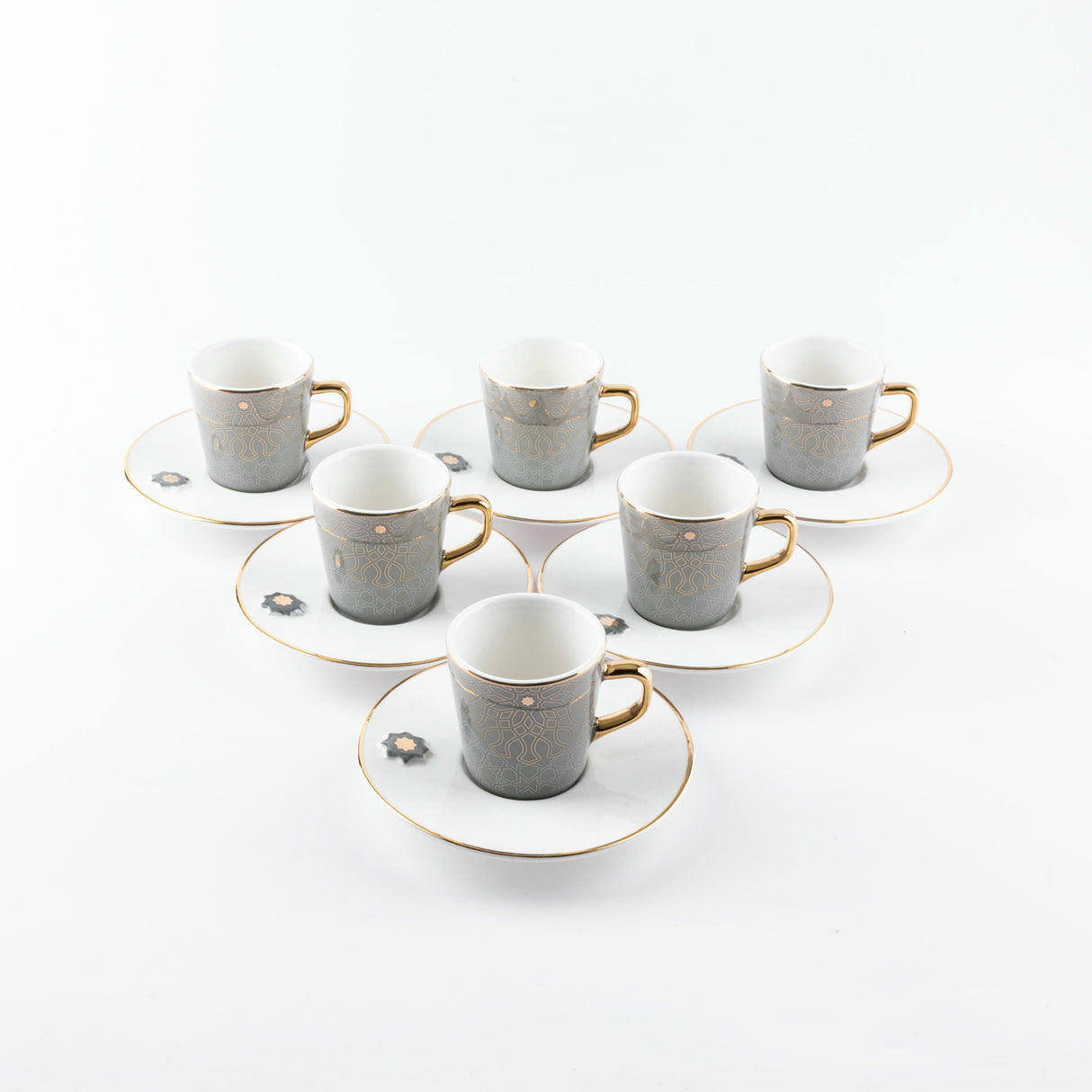 Asala - Esspresso/Turkish Coffee Set (12-Pc) - Grey & Gold