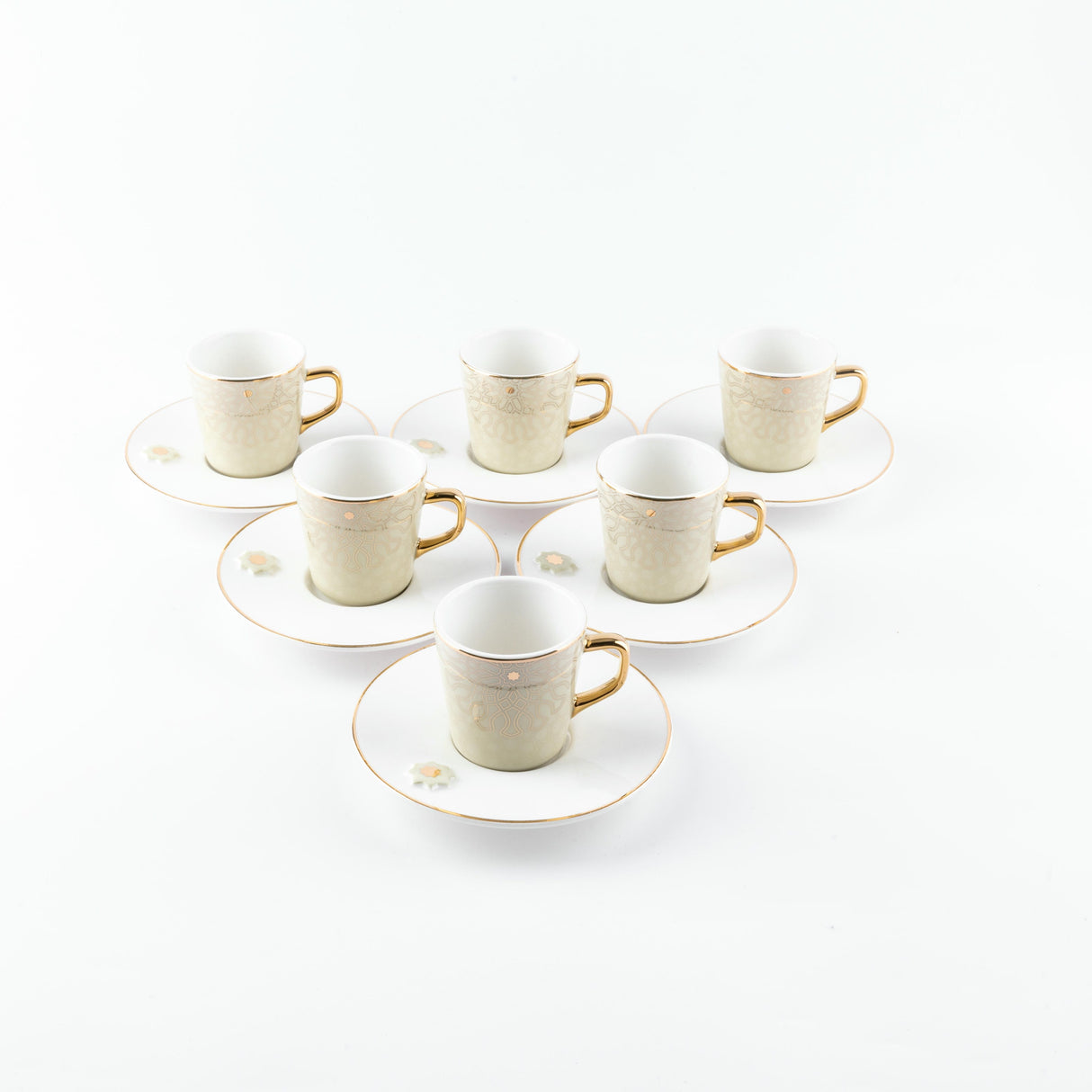 Asala - Esspresso/Turkish Coffee Set (12-Pc) - Beige & Gold