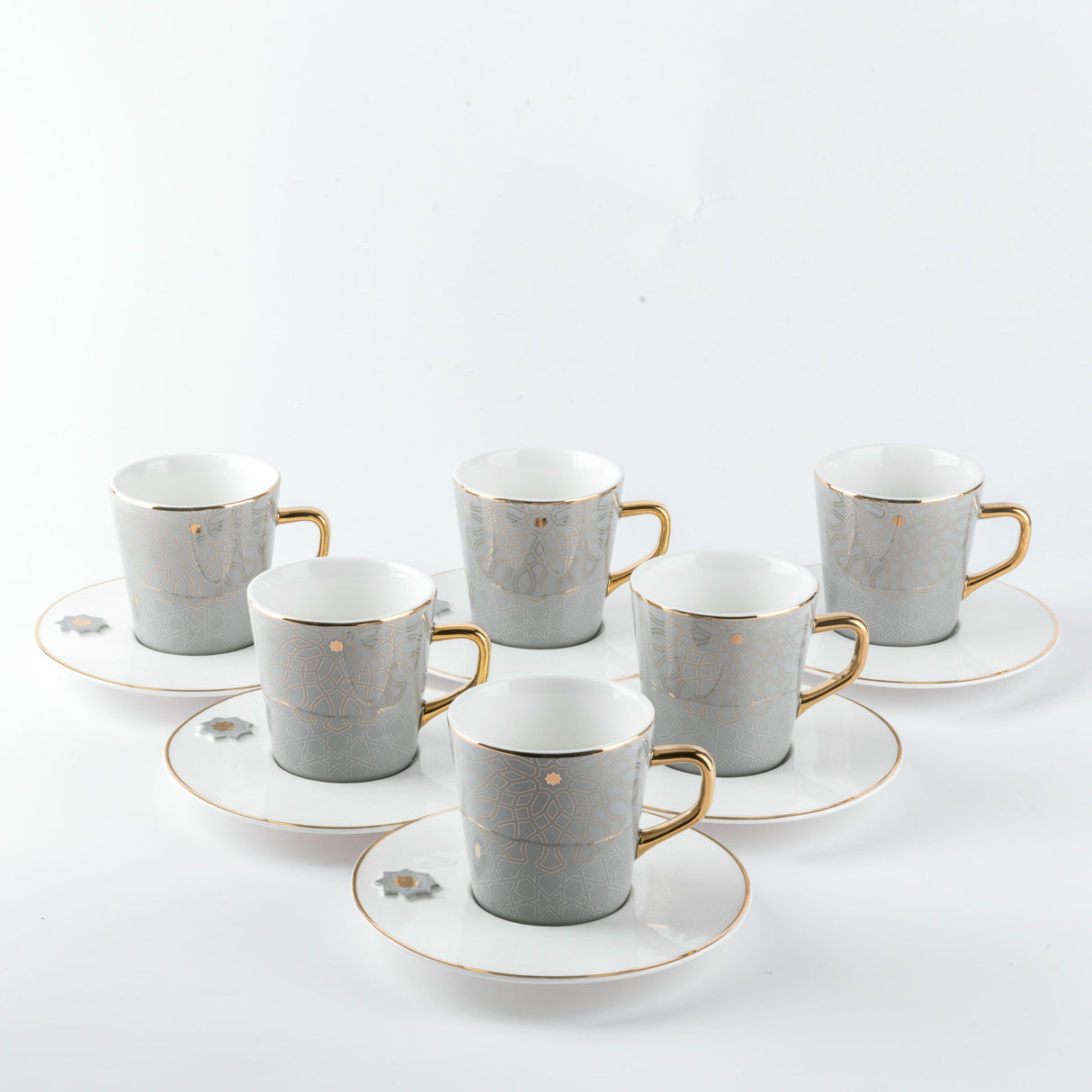 Asala - Cappuccino Set (12-Pc) - Grey & Gold