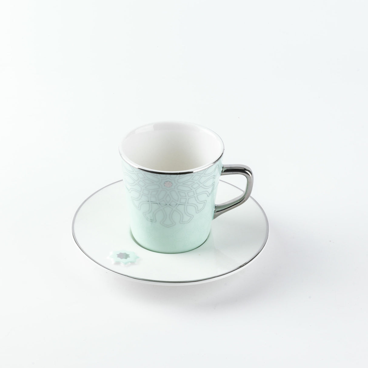 Asala - Cappuccino Set (12-Pc) - Teal & Silver