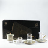 Asala - Tea Set (19-Pc) - Olive Green & Gold