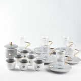 Asala - Tea Set (19-Pc) - Grey & Gold