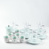 Asala - Tea Set (19-Pc) - Teal & Silver