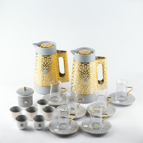 Asala - Premium Tea Set (21-Pc) - Grey & Gold