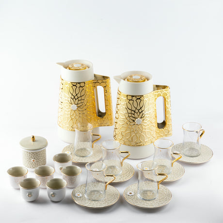 Asala - Premium Tea Set (21-Pc) - Beige & Gold