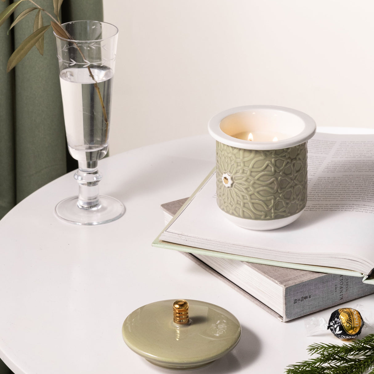 Asala - Medium Candle| Mystic Woods - Olive Green & Gold