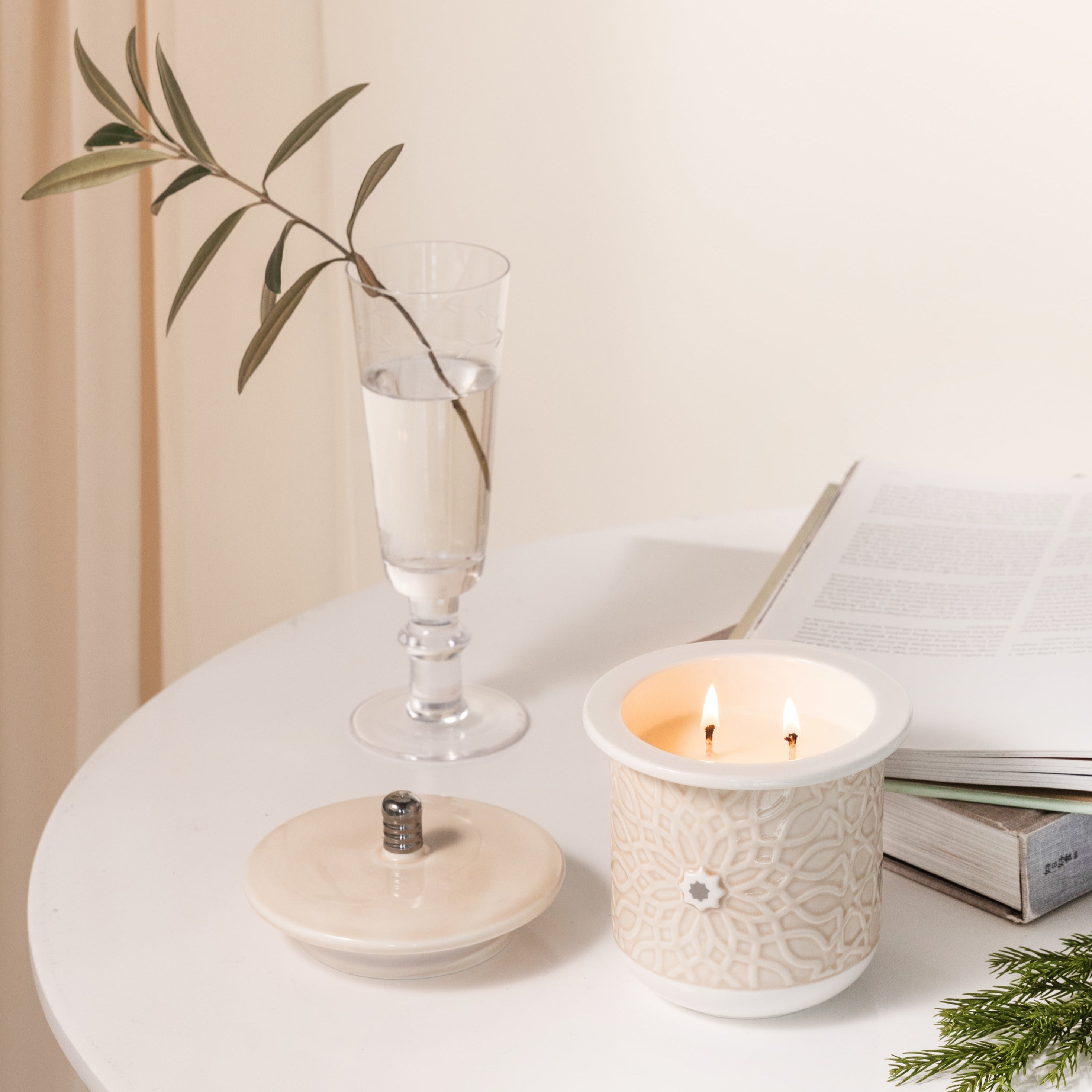 Asala - Large Candle| Smoky Ember - Beige & Silver – Otantik