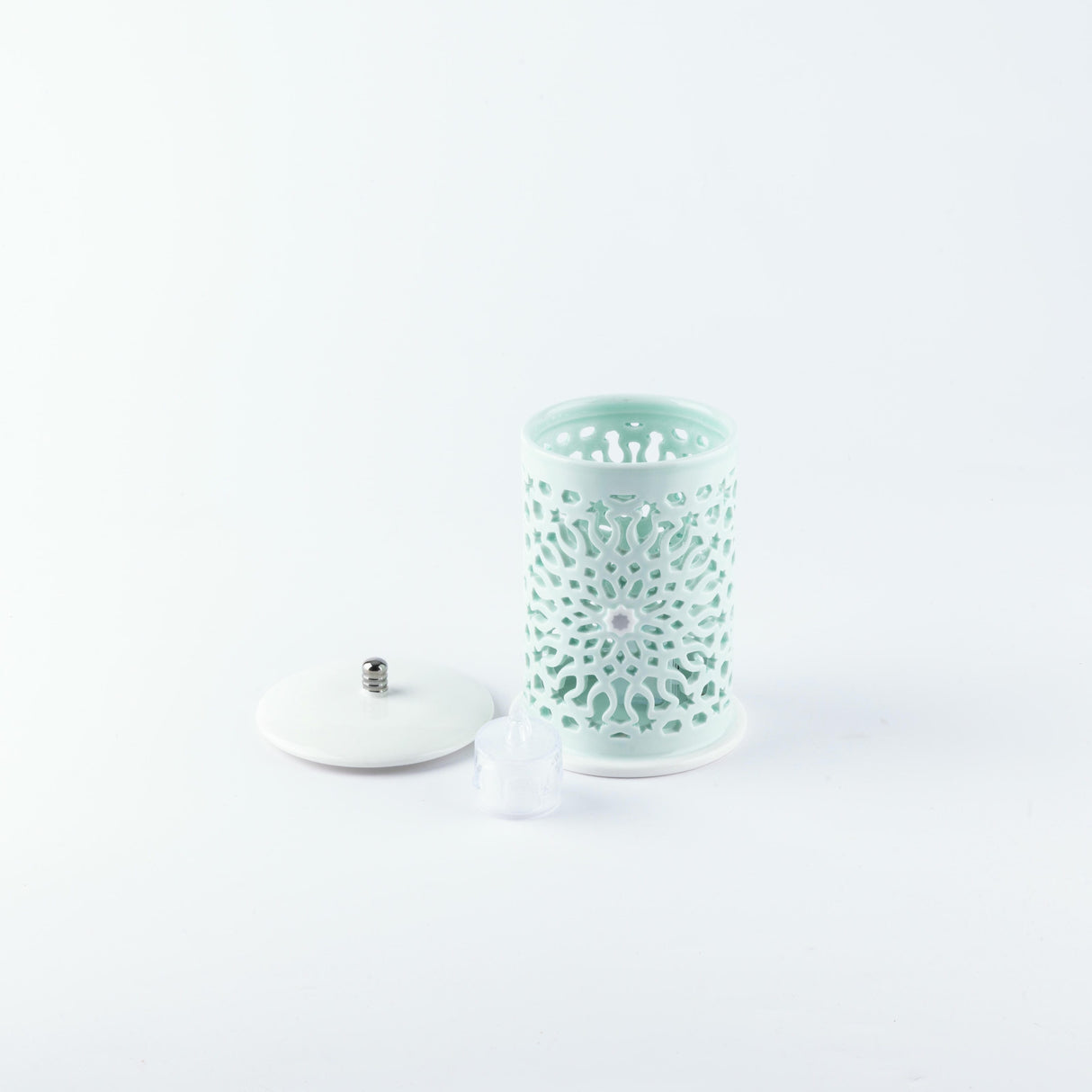 Asala - Small Lantern Candle Holder - Teal & Silver