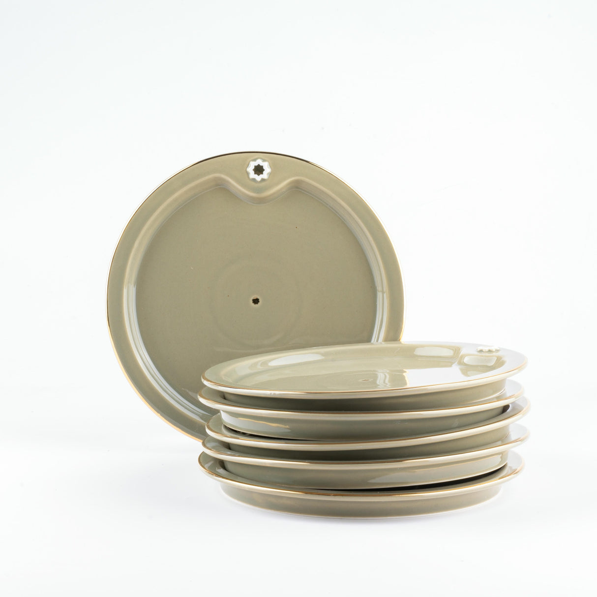 Asala - Dessert Serving Plates - Olive Green & Gold