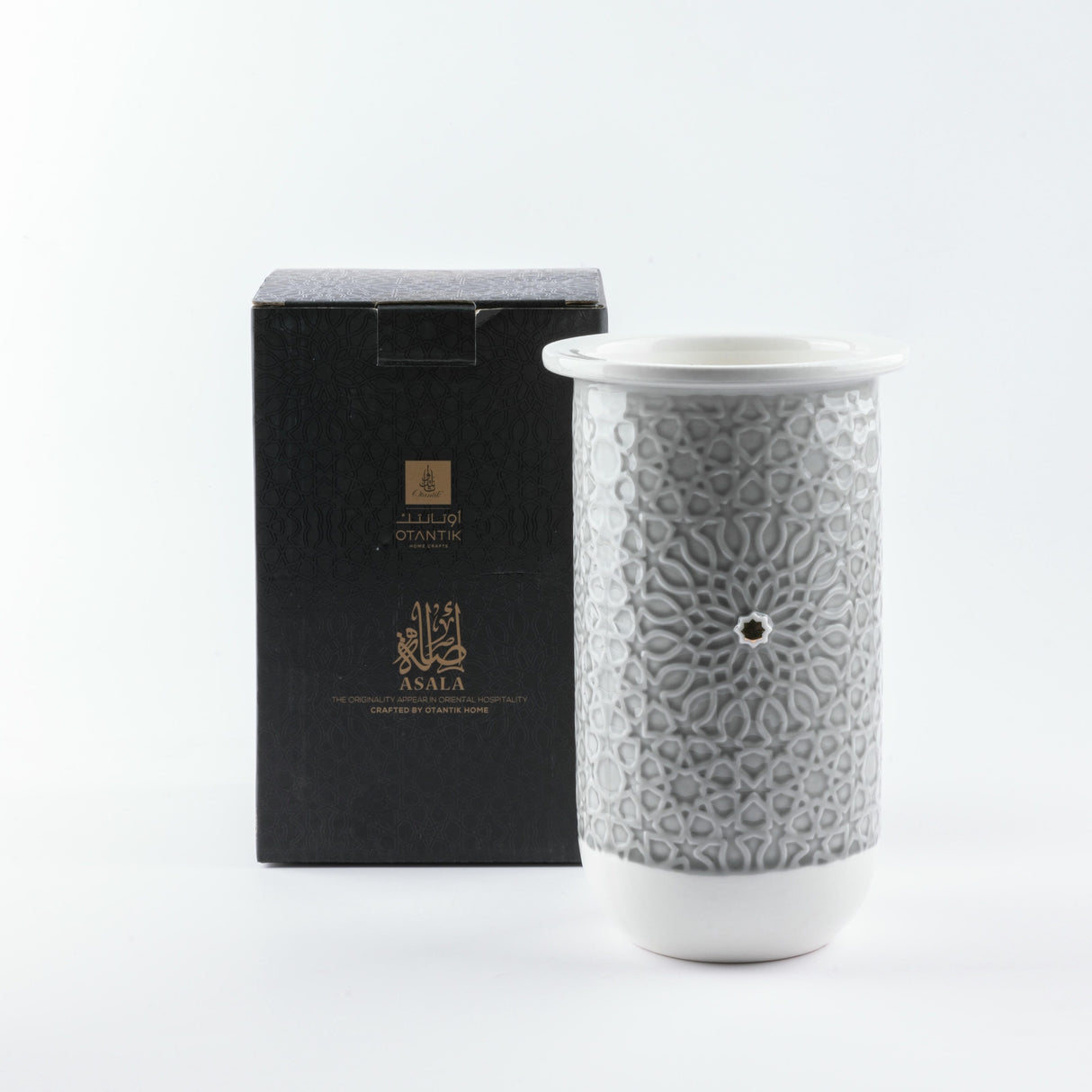 Asala - Medium Decorative Vase - Grey & Gold