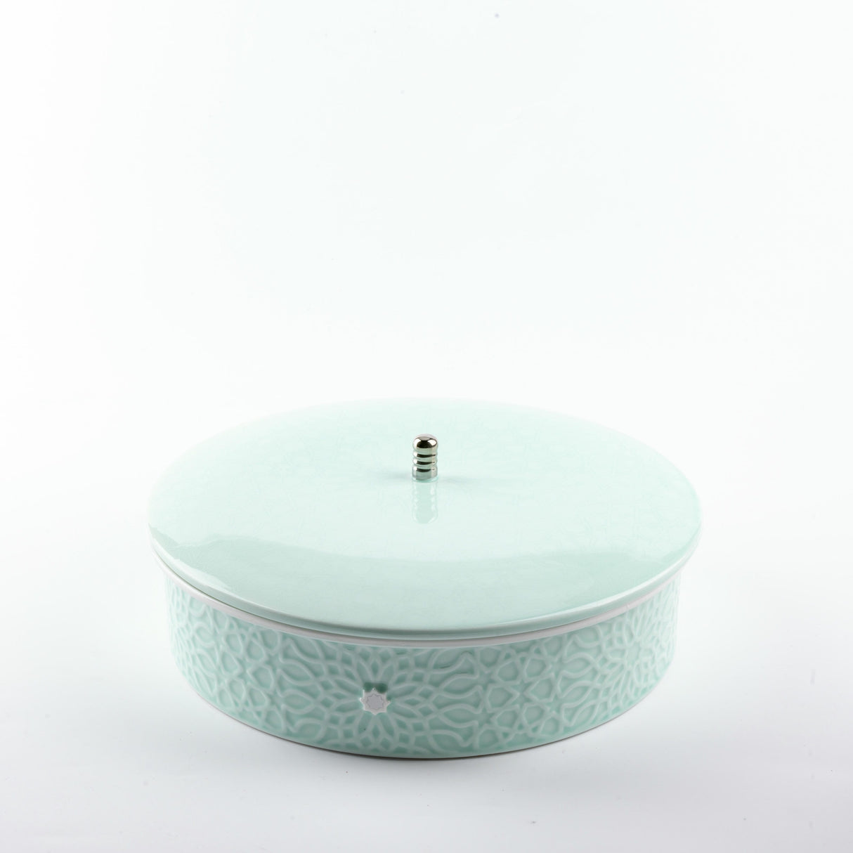 Asala - Large Decorative Canister - Teal & Silver