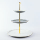 Asala - 3 Tier Plate - Grey & Gold