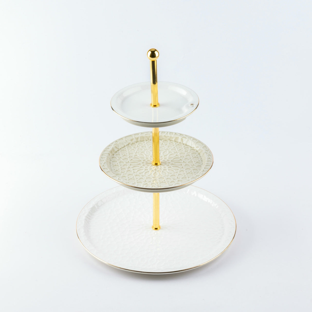 Asala - 3 Tier Plate- Beige & Gold