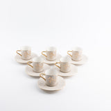 Jiwar -  Esspresso/Turkish Coffee Set (12-Pc) - Beige & Gold