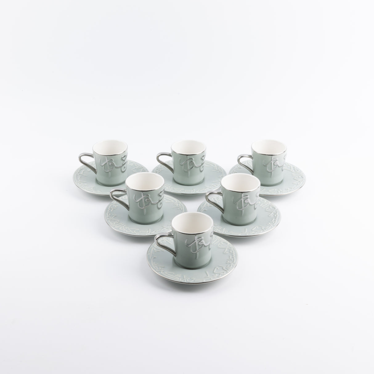 Jiwar - Esspresso/Turkish Coffee Set (12-Pc) - Green mint & Silver