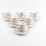 Jiwar - Cappuccino Set (12-Pc)- Beige & Silver