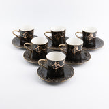 Jiwar - Cappuccino Set (12-Pc)- Black & Gold