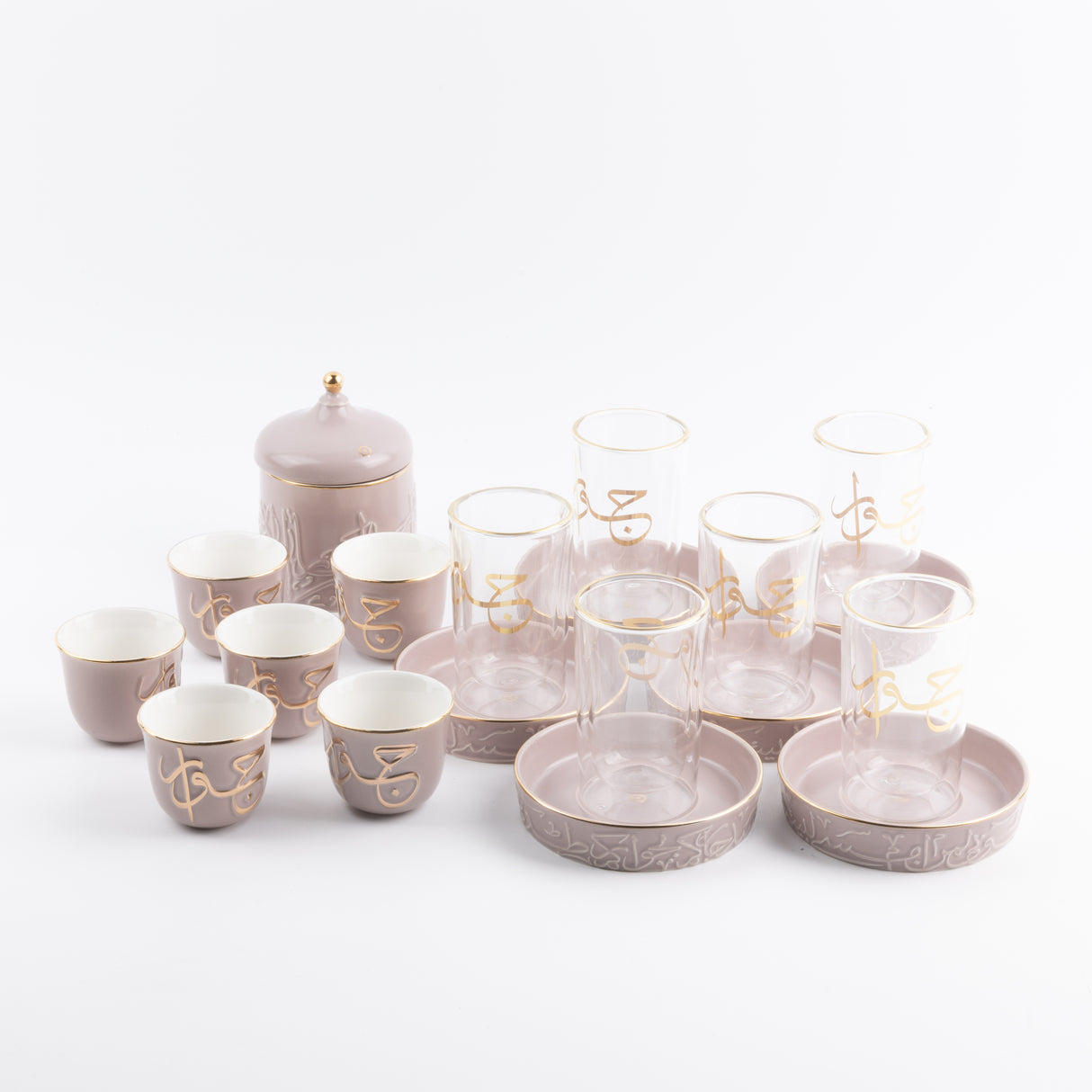 Jiwar - Tea Set (19-Pc) - Lavender & Gold