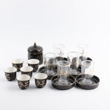 Jiwar - Tea Set (19-Pc) - Black & Gold