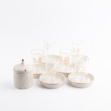 Jiwar - Tea Set (13-Pc) - Beige & Gold