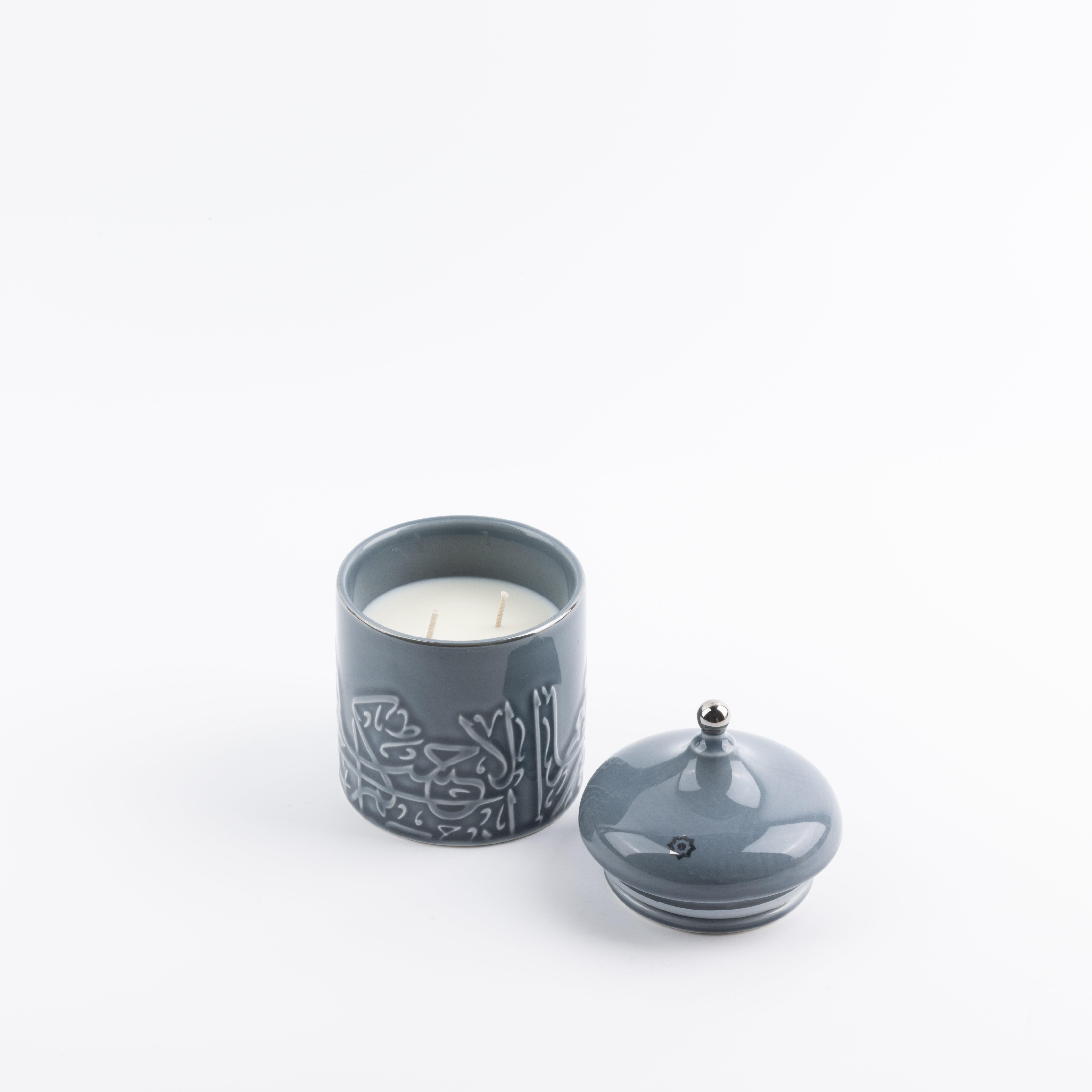Jiwar - Medium Candle| Minty Wood - Haze Blue & Silver – Otantik Home
