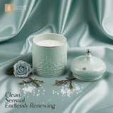 Jiwar -  Medium Candle| Sea Rose - Mint Green & Silver