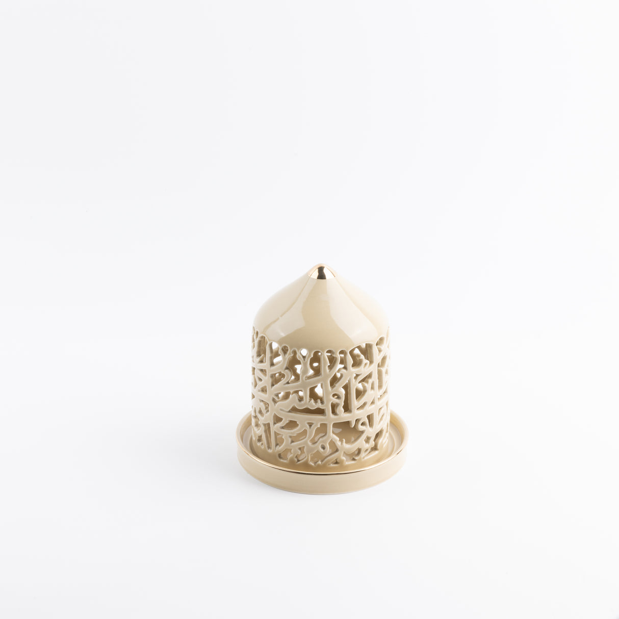 Jiwar - Small Lantern Candle Holder - Ivory & Gold