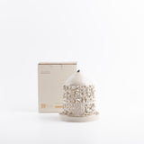 Jiwar - Small Lantern Candle Holder - Beige & Silver