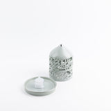 Jiwar - Small Lantern Candle Holder - Green mint & Silver