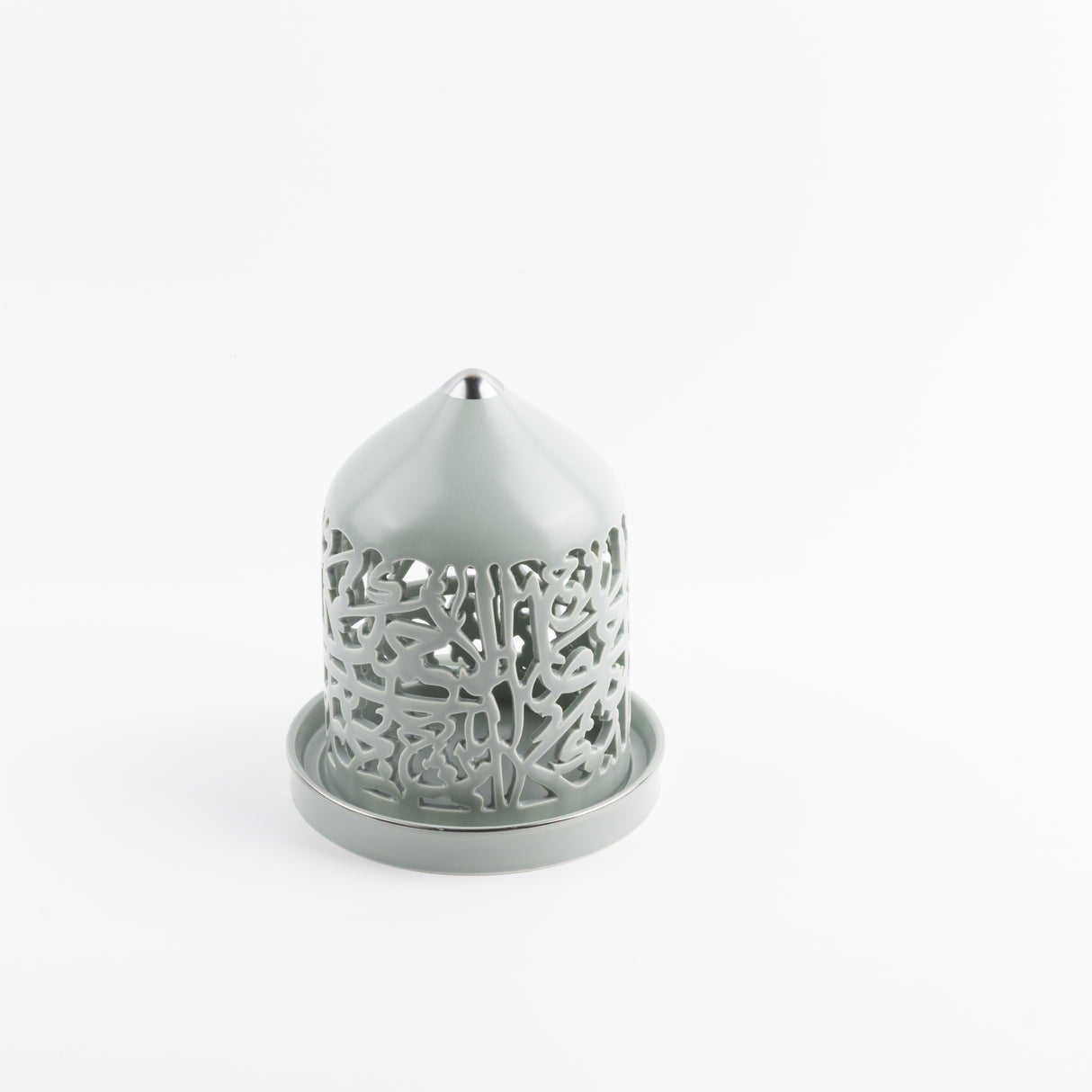 Jiwar - Medium Lantern Candle Holder - Green mint & Silver