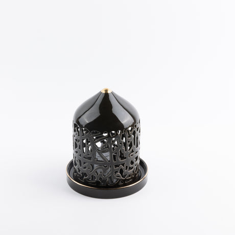 Jiwar - Medium Lantern Candle Holder - Black & Gold