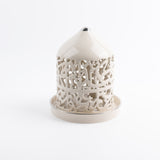 Jiwar - Large Lantern Candle Holder - Beige & Silver