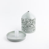 Jiwar - Large Lantern Candle Holder - Green mint & Silver