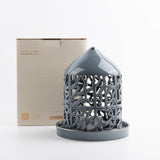 Jiwar - Large Lantern Candle Holder - Haze Blue & Silver