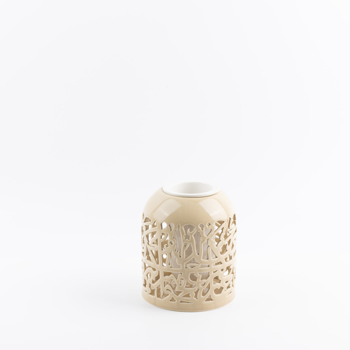 Jiwar - Medium Decorative Vase - Ivory & Gold